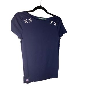 Lauren Ralph Lauren Navy Shirt Sleeve Detail